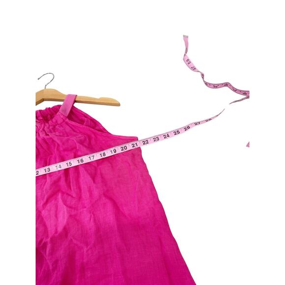 Bellambra 100% Linen Dress Women’s Size L Pink High Neck Modest Italy Sundress - Picture 5 of 6